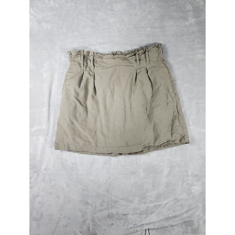 American Eagle Mini Skirt Small Green A-Line Elastic Waist Linen‎ Blend